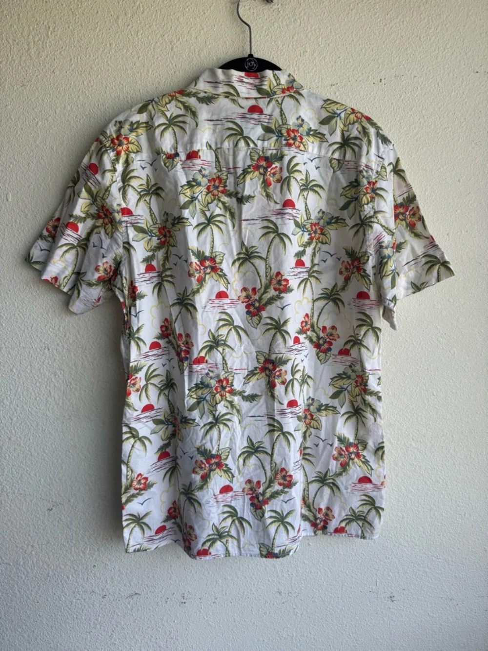 Banana Republic White Short-Sleeve Tropical Print Button-Down Shirt size S